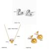 Stainless Steel Heart Layered Earring Set With Geometric Pendant For Women