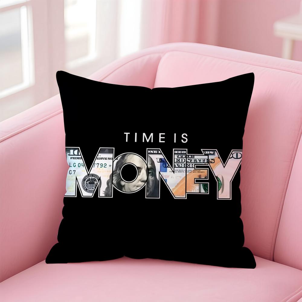 popular Time is Money Cushion Cover Comfortable Reversible Pillow Cover Ideal for Car Sofa Bedroom & Beyond