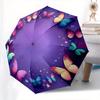 Butterfly, Inspirational Automatic Folding Umbrella  8 Ribs, Durable Iron Frame, Bright Color Pattern Compact Travel Umbrella, Suitable for