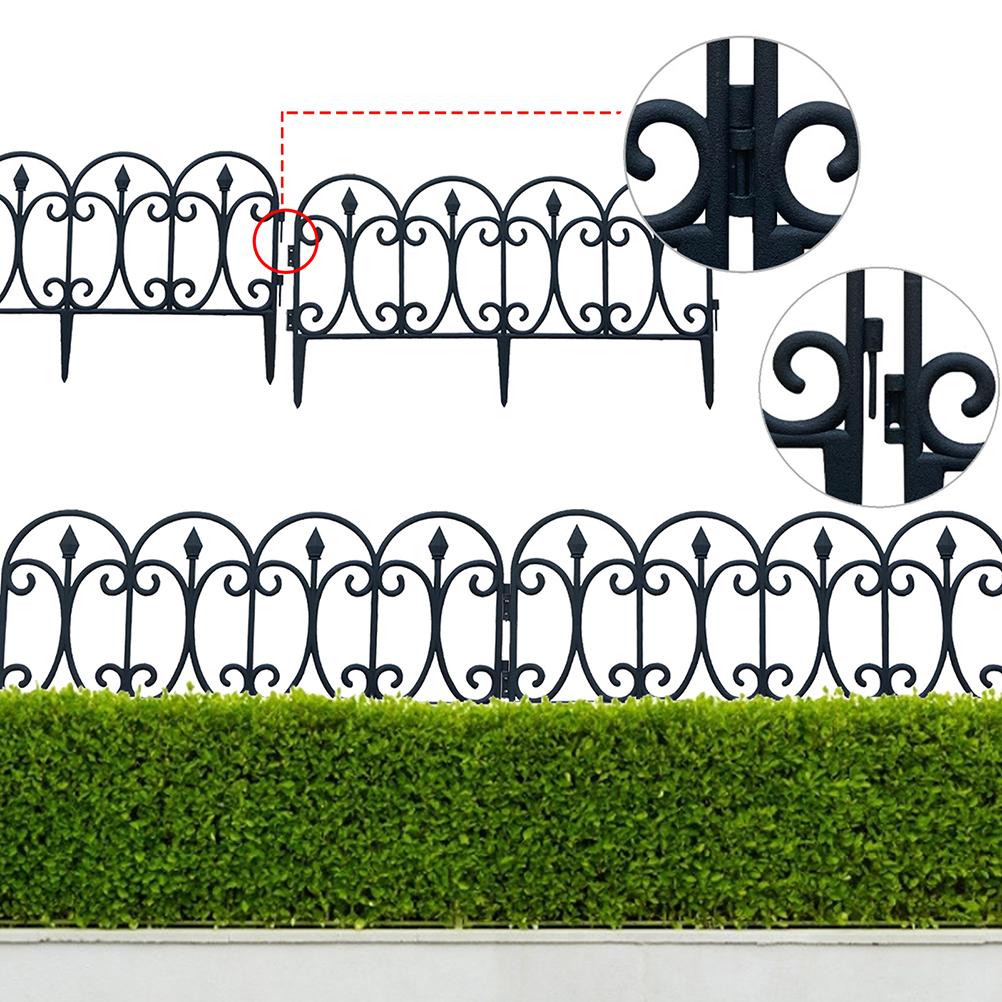 5PCS Garden Plastic Rail Fence Detachable Protective Guard Edging Border Decoration for Outdoor Lawn Patio