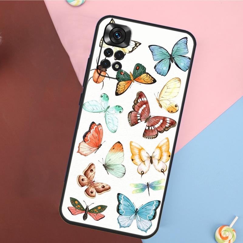 

Butterfly Flower Cover For Xiaomi Redmi Note 13 Pro 14 12 11 9 10 9S 10S 11S 12S Redmi 14C 10C 12C 13C Case Redmi 10