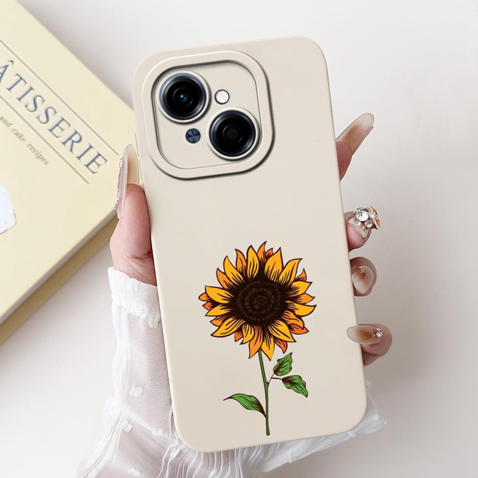 For Tecno Spark Go 1 Case Stylish Sunflower Butterfly Soft Silicone Phone Case For Tecno SparkGo 1 GO1 6.67" Cover Bumper