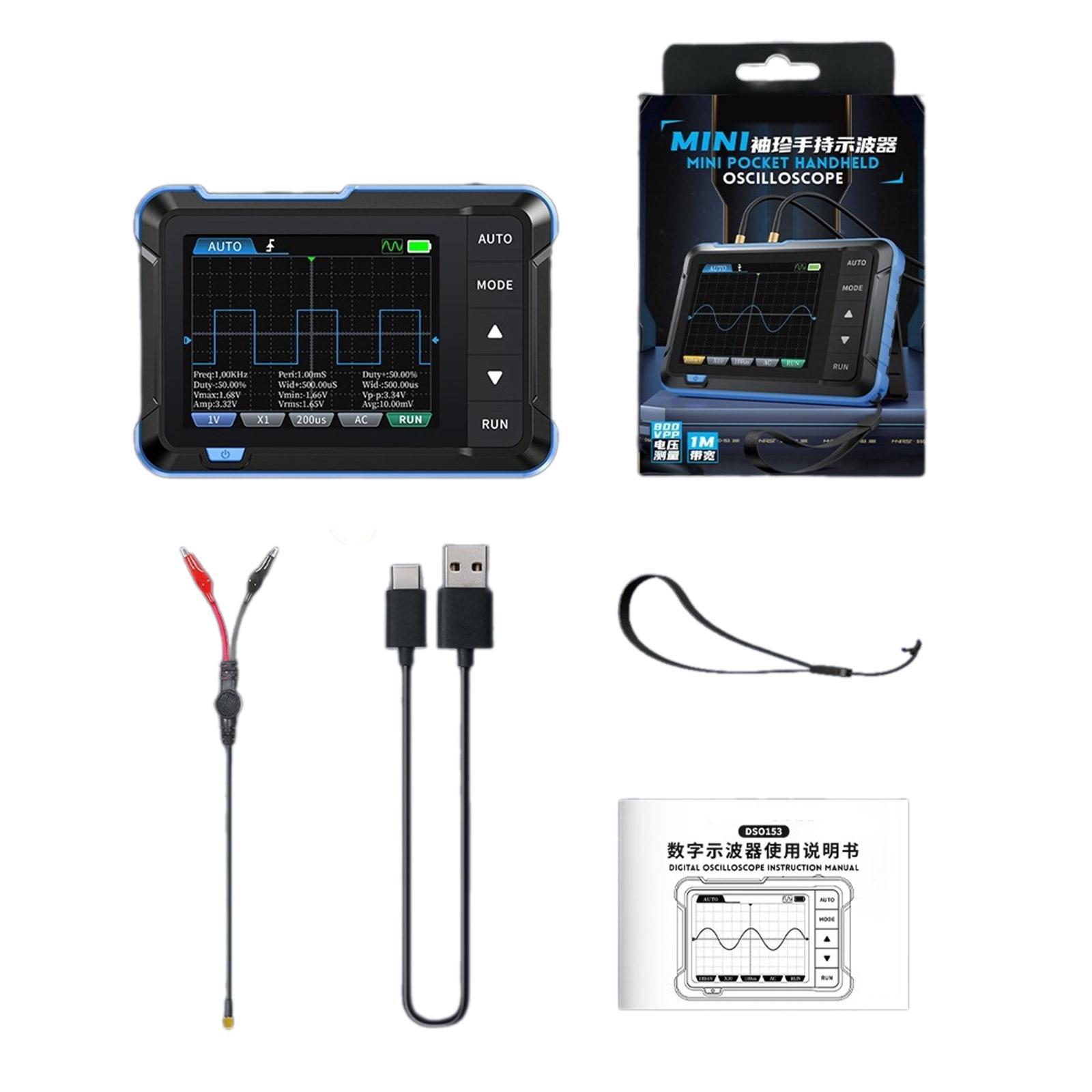 

Handheld Digital Oscilloscope with 1MHz Bandwidth for Auto Electronics Repair Waveform Generator 5MSa/s Sampling Rate B