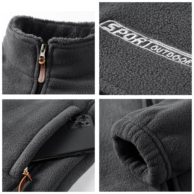 Autumn Winter Thick Fleece Warm Jacket Men Fashion Windbreak Stand Collar Coat Men Classic Casual Soft Shell Jacket Men