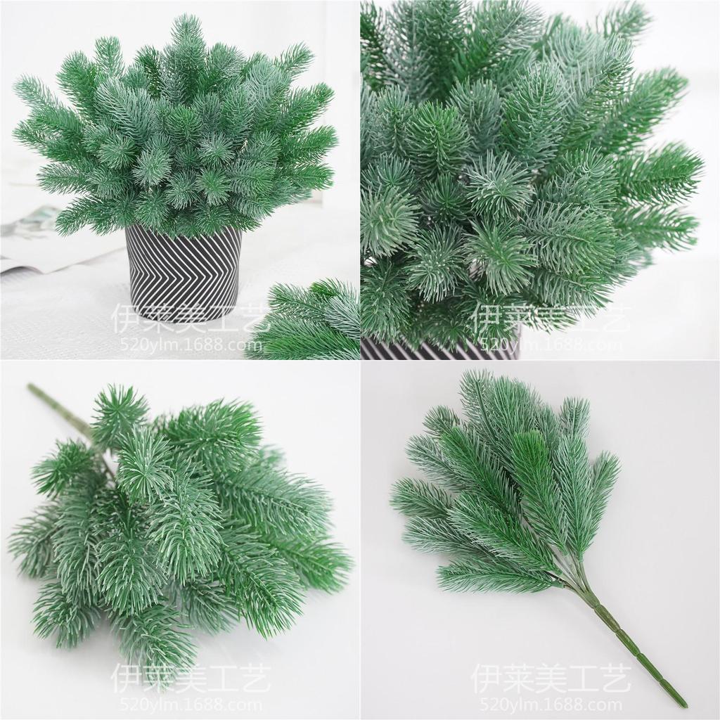 Christmas Floral Fake Pine Needle With Semi Handmade Plastic Material For Gift And Room Decor