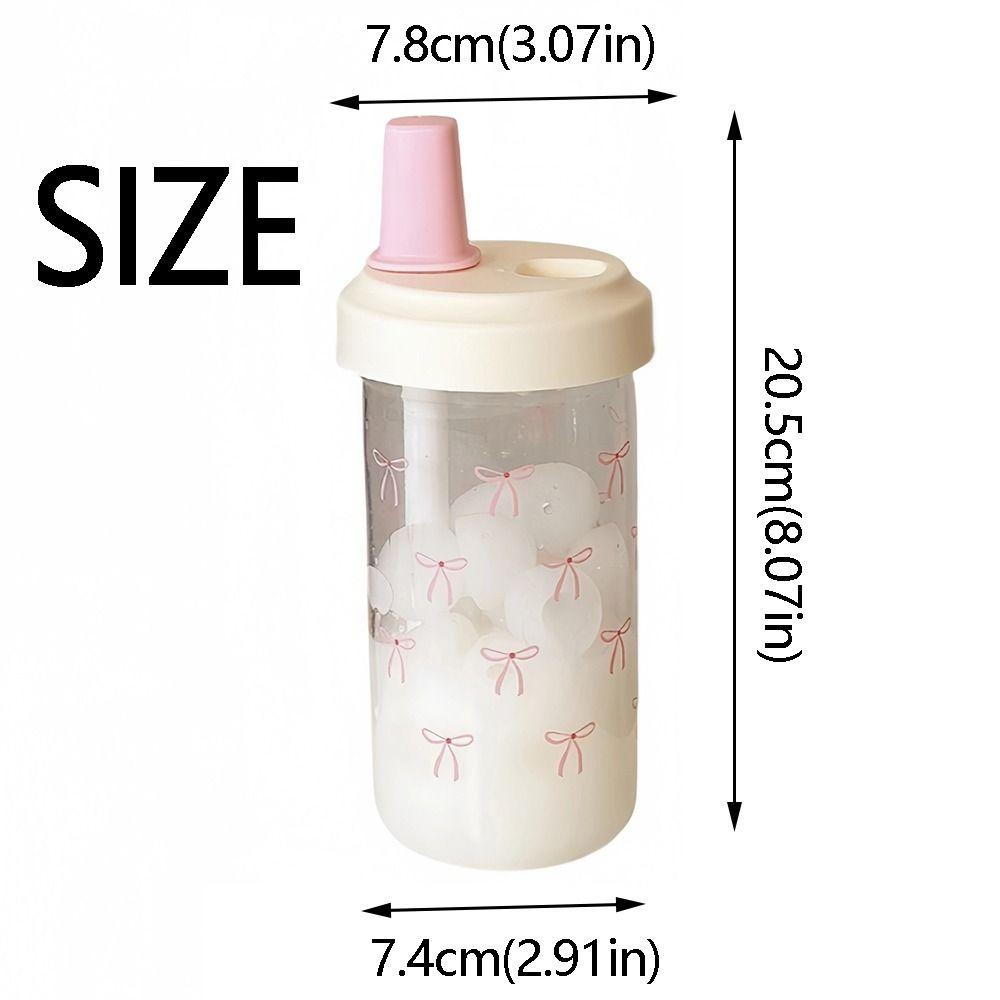 Gift Cute Design Pink Bow Straw Water Bottle Clear Portable Bubble Tea Cup Plastic 500ml Coffee Cup Outdoor Use