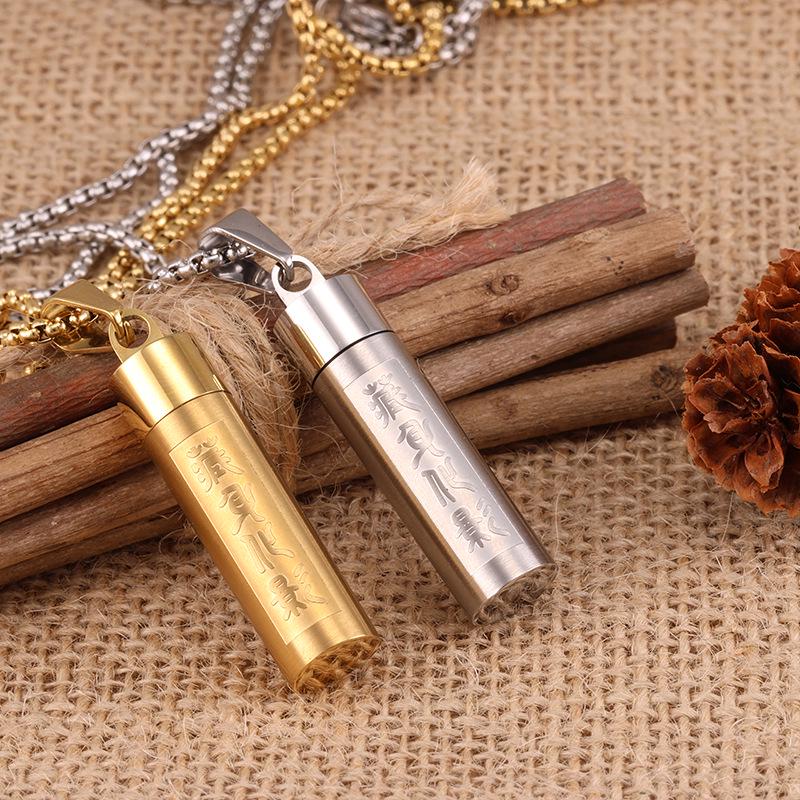 

Ретро тибетское ожерелье с мантрой с кулоном из титановой стали серебряный