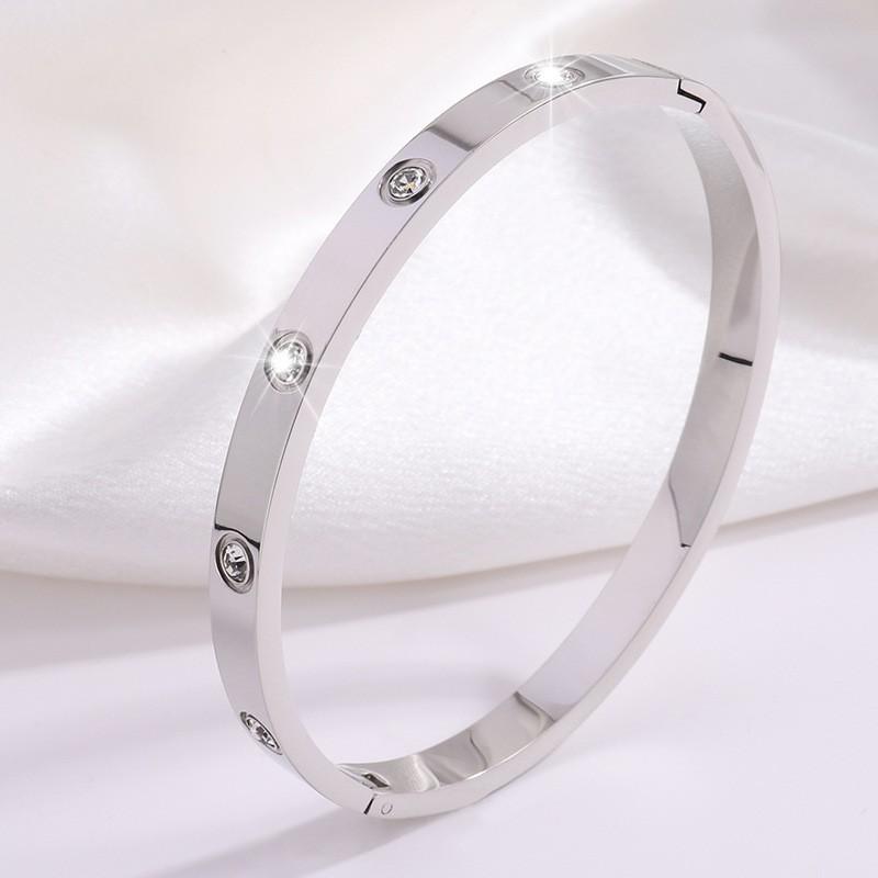 Titanium steel bracelet gold high version temperament zircon bracelet women's light luxury fashion elegance does not fade simple bracelet