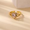 Fashion new micro-inlaid zircon personalized luxury heart-shaped women's ring fashion versatile zircon love ring