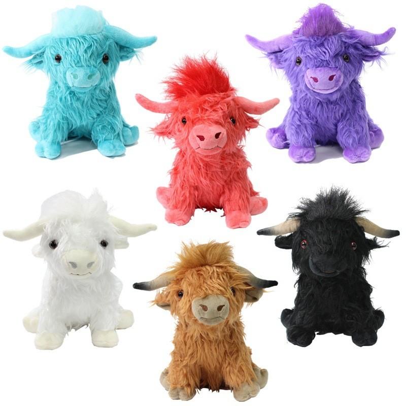Adorable Highland Cow Plush Toy Realistic Highland Cattle Stuffed Animal In Various Colors