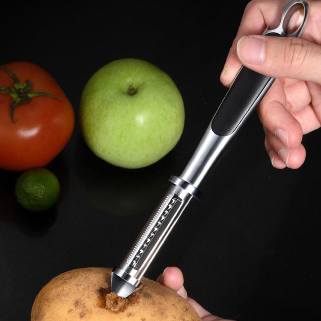 5 In 1 Fruit Vegetable Peeler Hole Digging Bottle Opener Zinc Alloy Ergonomic Non Slip Handle for