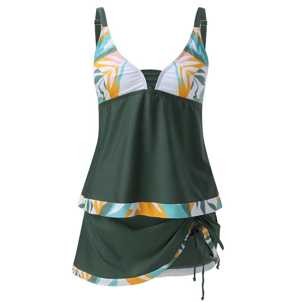 Damen-Badeanzug mit bedrucktem Panel, geteilt, flacher Winkel, großer Badeanzug