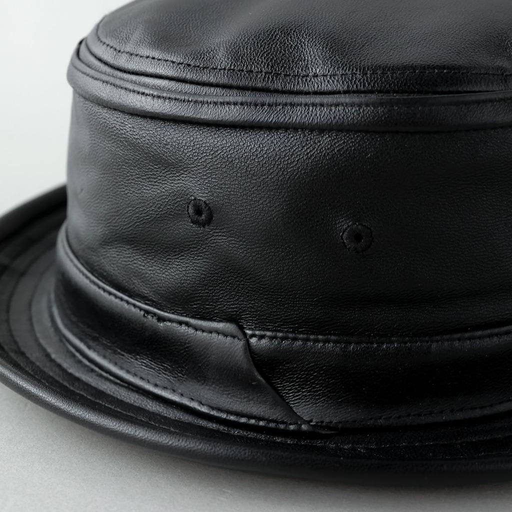 Reck Hatter Γνήσιο Δέρμα Αρνιού Καπέλο Pork Pie για Άνδρες Χειμώνα, RH-326, Μαύρο, Άνοιξη, Φθινόπωρο,