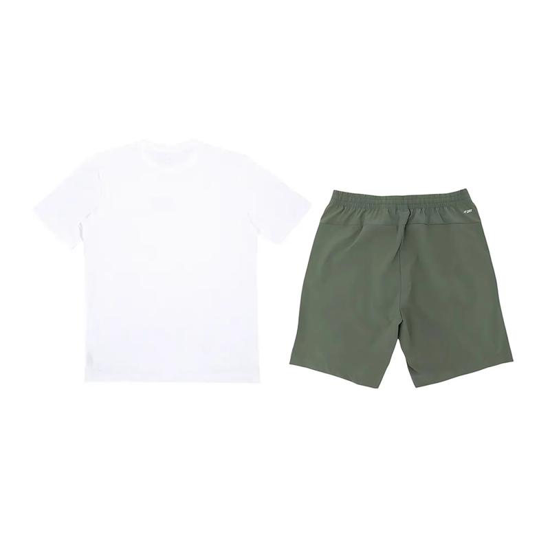 Li-Ning Gradient Letter Logo Print Fashion Versatile Round Neck Pullover Short Sleeve T-Shirt Casual Sports Suit Unisex Tops YHST171-1+YKSV147-1