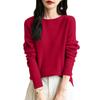 Women's Fashion Knit Round Neck Pullover Base Layer Sweater Color Long Sleeve Top