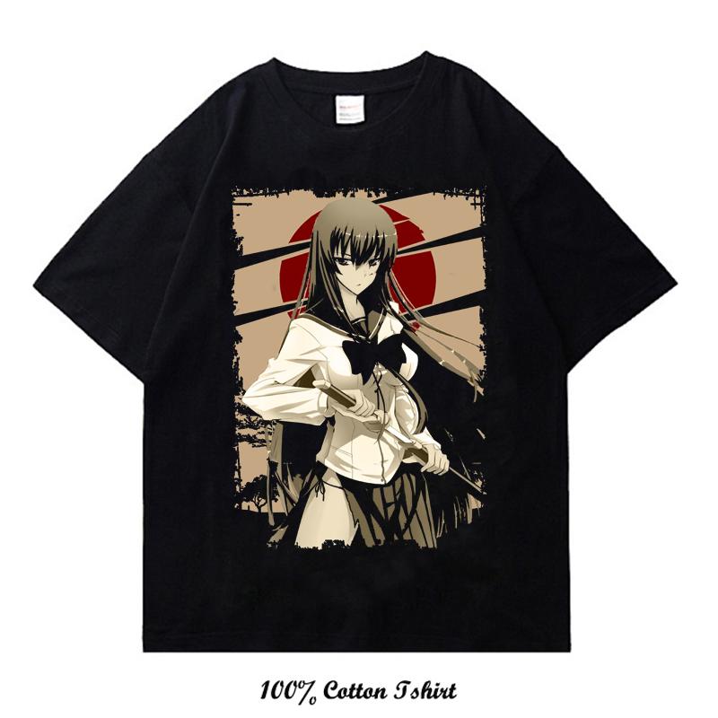 Japanese  Anime Highschool of the Dead Graphic Print T Shirt Fashion Plus Size Cotton Crew Neck Short Sleeve T Shirt Women Unisex