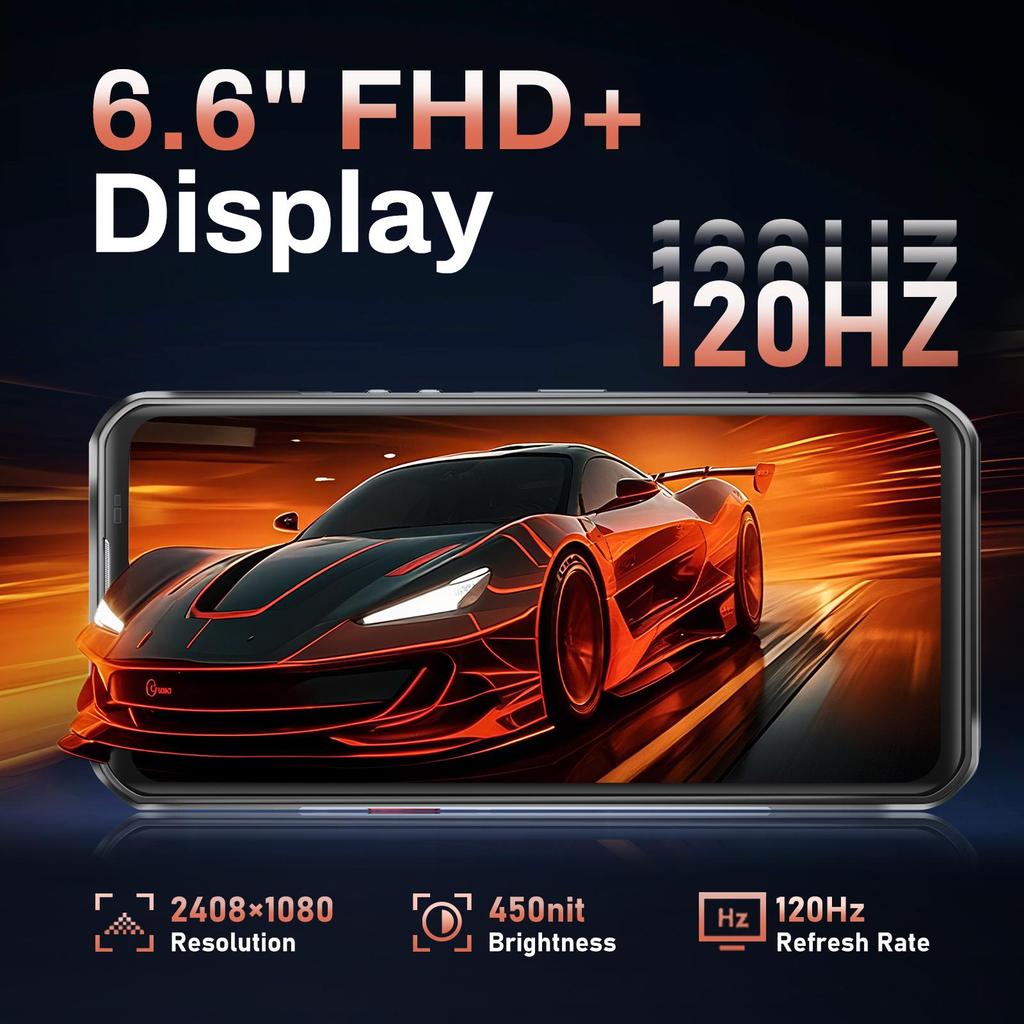 Oukitel WP55 5G Robustes Telefon Entsperrt 5G-36GB+256GB/TF 2TB Android 15 Robustes Smartphone, 11000mAh/33W, 6.6" FHD+120HZ, 108MP, IP68/5G Dual-SIM NFC/OTG