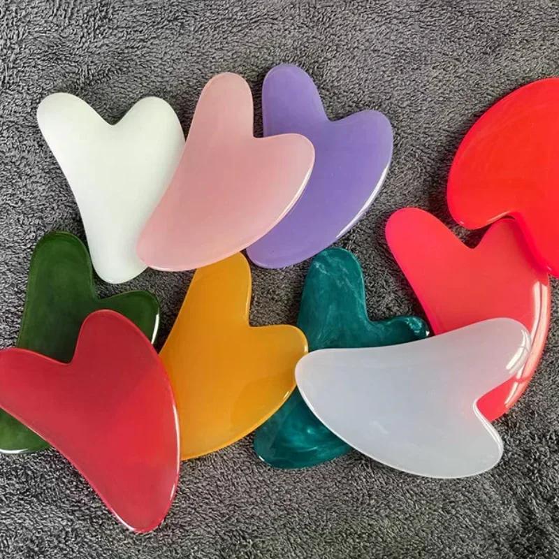 1pc Heart Shape SPA Massage Beeswax Gua Sha Scraping Massage Scraper Face Massager Acupuncture Guasha Board Massager for Face