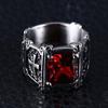 Unique Fashion Vintage Red Onyx Thor Men's Stainless Steel Gothic Style Ring