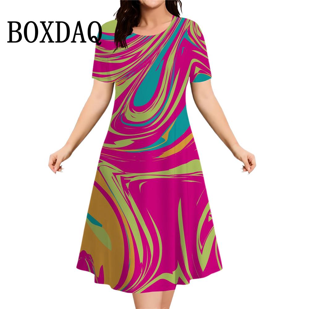 

Women s casual fashion short-sleeved printed dress - Summer 2026 style - Elegant dress 6XL