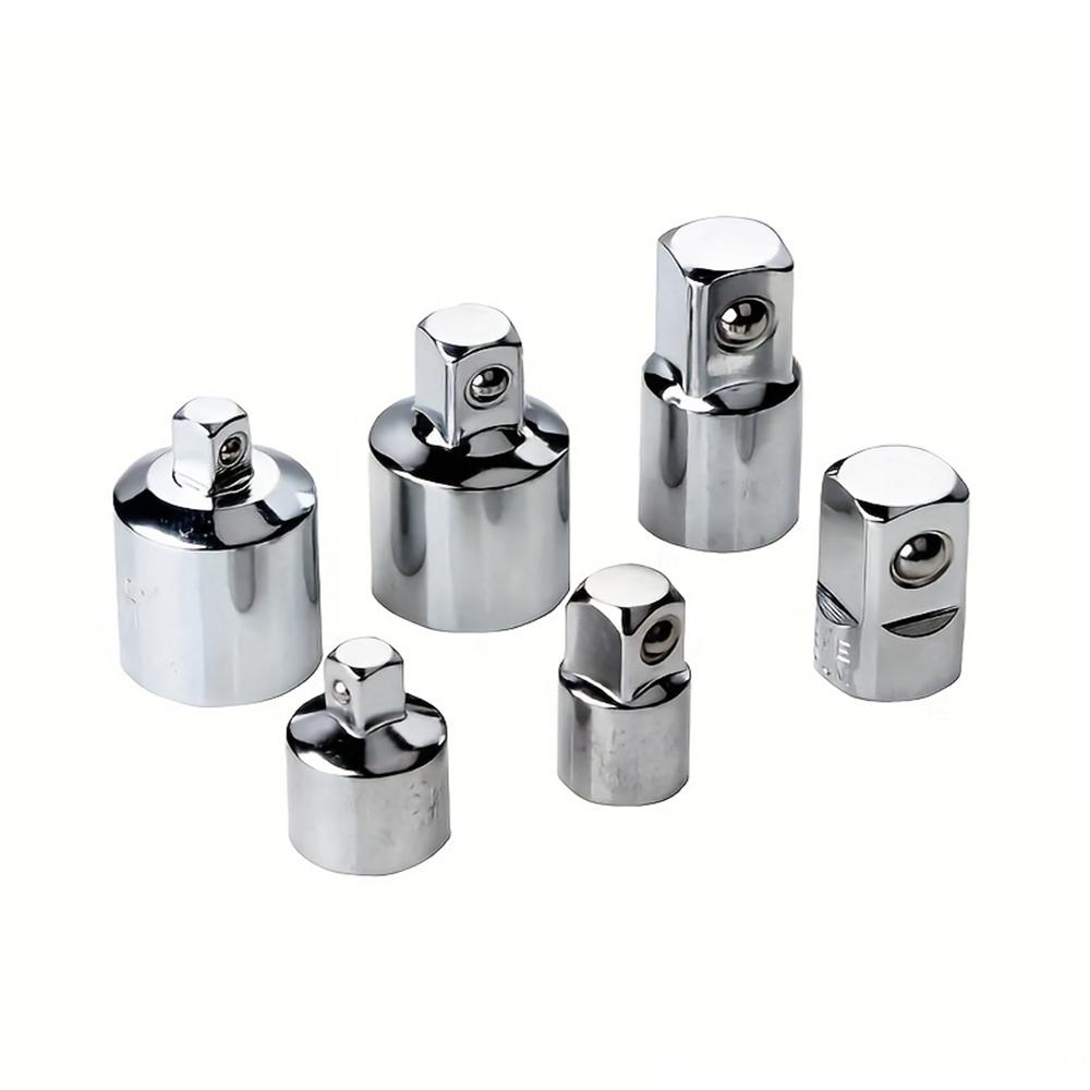 6pcs Ratchet Wrench Socket Converter Sleeve Head Adapter 1/2 "  To 3/8"  To 1/4 "Stainless Steel To 1/4" To 1/2 "To 3/8"