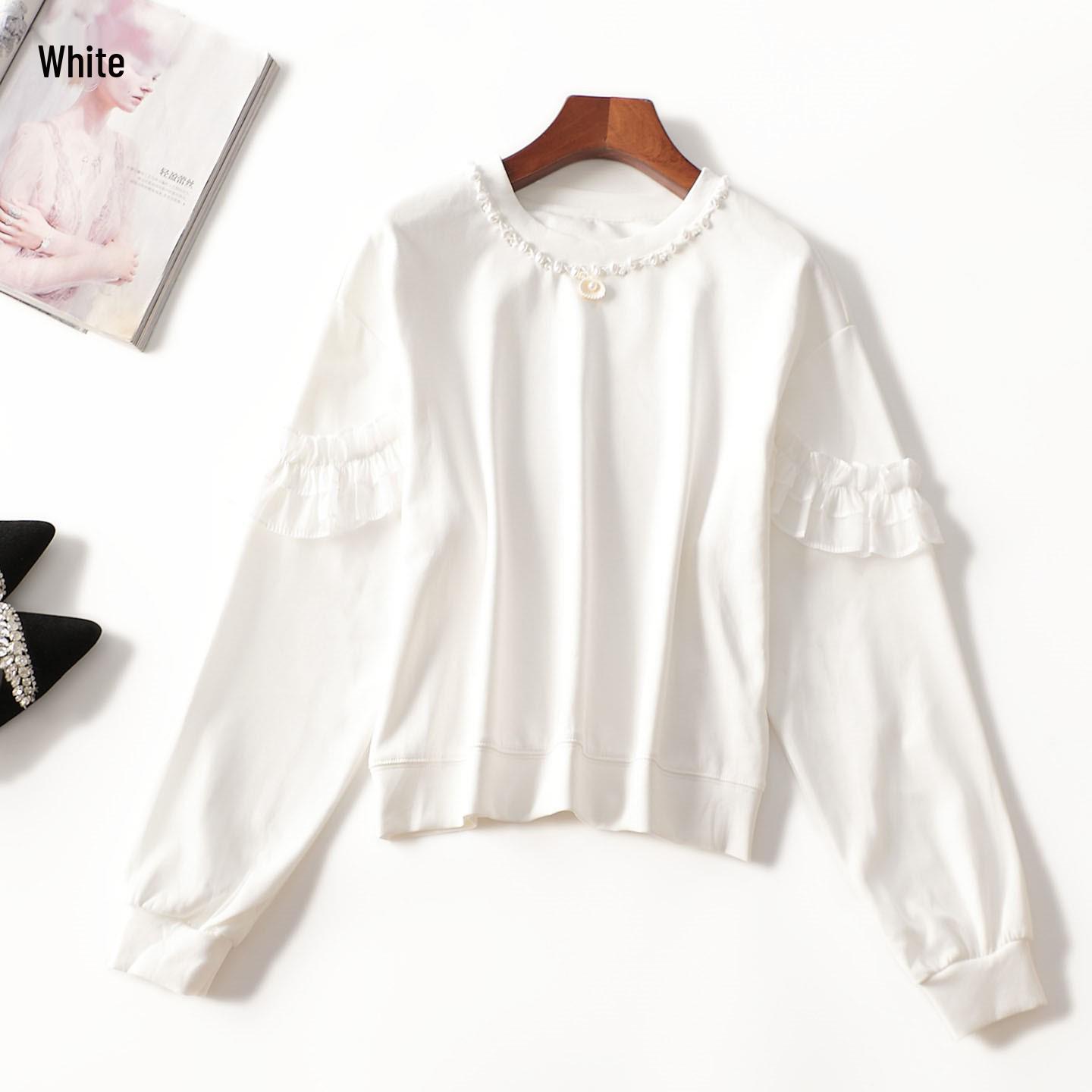 

Autumn Long Sleeve Short Sweatshirt - Women s Clearance Collection One Size білий