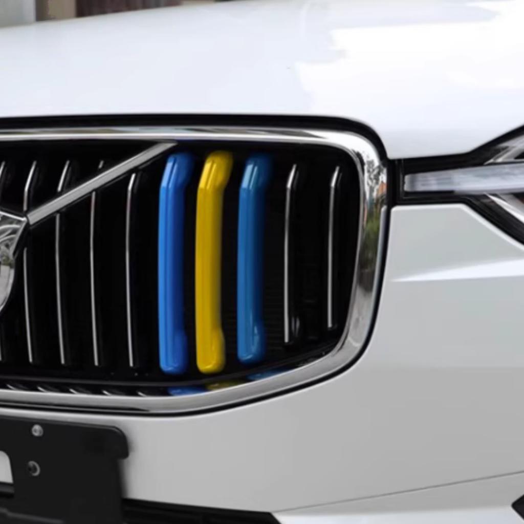 3 Stuks/1 Set 3D ABS Auto Voorgrille Net Decoratie Streep Net Gewijzigde Stickers Midden Grille Embleem Badge Cover Trim voor XC60 2018-2025