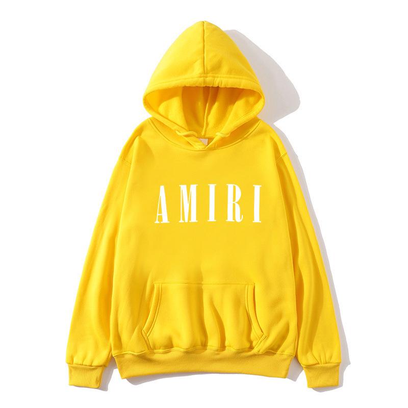 Autumn Winter Fleece Men's Amiri Hooded Loose Fit Trendy Brand Hoodie