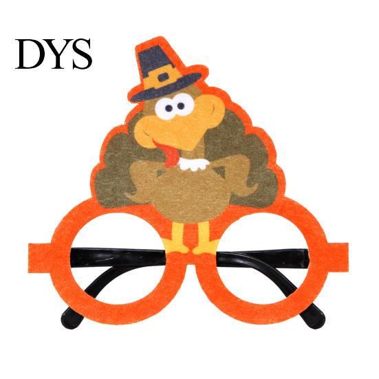 Cute Thanksgiving Gift for Parties Turkey Glasses, Funny Harvest Party Eyewear Kids Festive Orange Holiday Decorations Adults, Felt Pumpkin