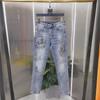 Men's Autumn European Slim-Fit Stretch Jeans with Hot Diamond Print - Trendy, Handsome, and Casual Long Pants