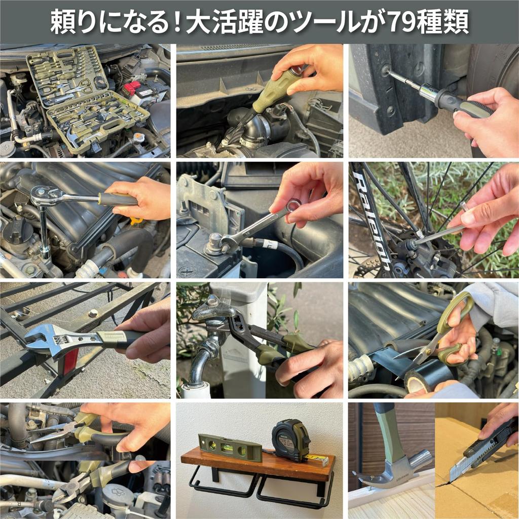 nesekt 79-piece Hand Tool Set NTTS110-79OGR with Through-Type and Insulated Screwdrivers in Hard Carry Case