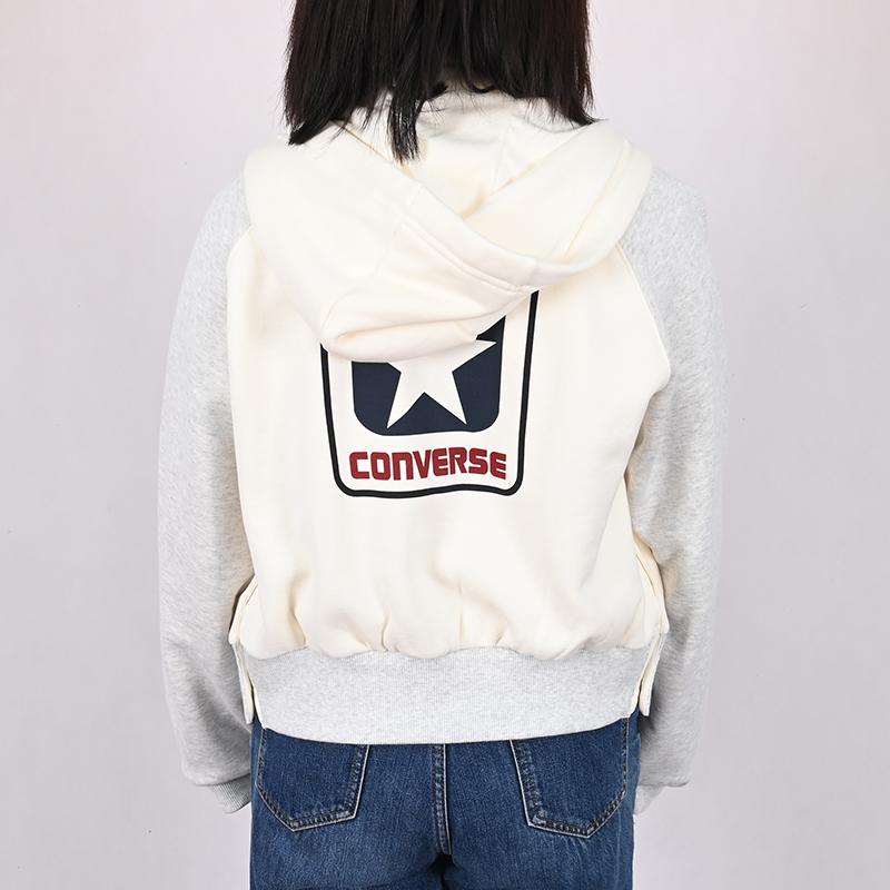 New Converse Sweatshirt Women's Milk White/Gray 10028461-A01
