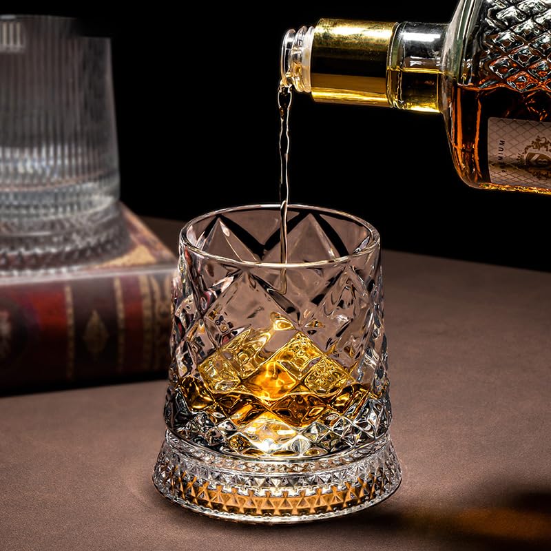 Seek Elengance Whiskey Rocks Glass, 280ml Clear Crystal Glass with Coaster (Classic)