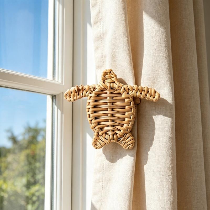 Window Holdback Hook Set of 2, Curtain Side Tieback with Wall Mounted Base for Home Curtain Placement near Living Room Drapes and Bedroom Use