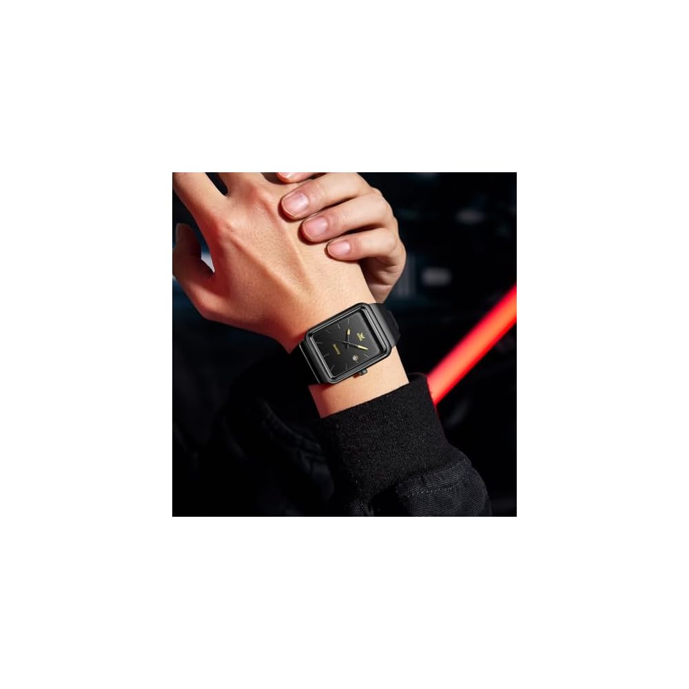 OPK Men's Quartz Watch Black Waterproof Date Display Stylish Classic Silicone Band