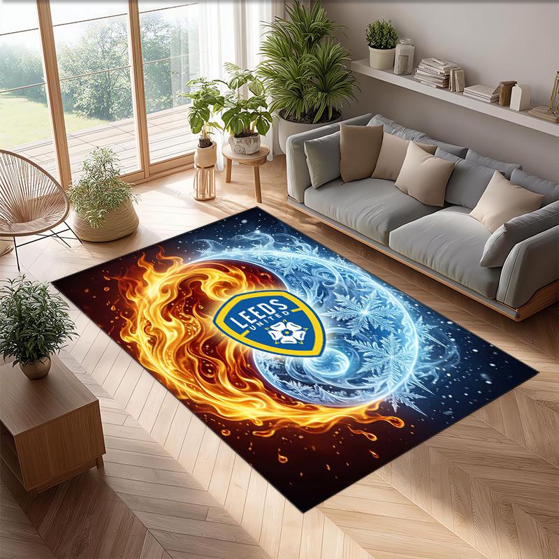 Tappeto in Velluto di Cristallo con Stampa del Leeds United Football, Comodo Assorbente d'Acqua Antiscivolo Tappeto per Pavimenti Interni