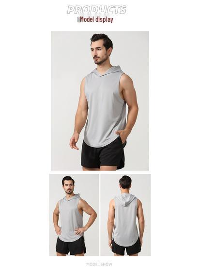 Men's Quick-Dry Hooded Sports Tank Top - Sleeveless Basketball Training Vest