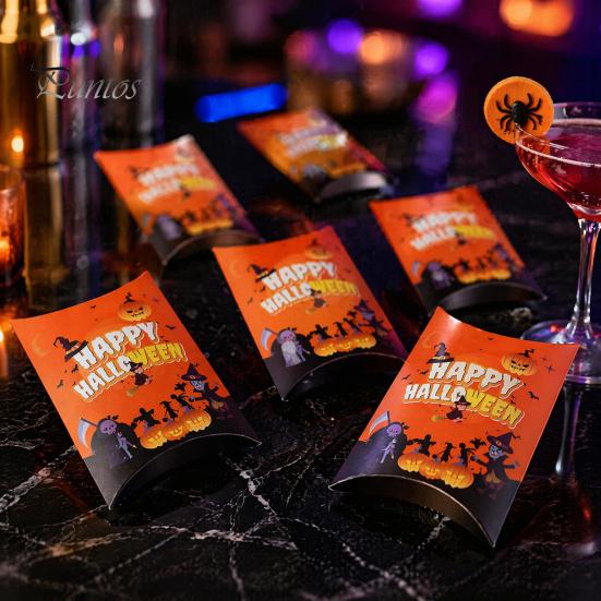 Party Treat Boxes 10 Pcs Halloween Cardboard Candy for Kids, Cute Trick or Theme Decor Containers Snacks Cookie Small Gifts, Favors Dark Style