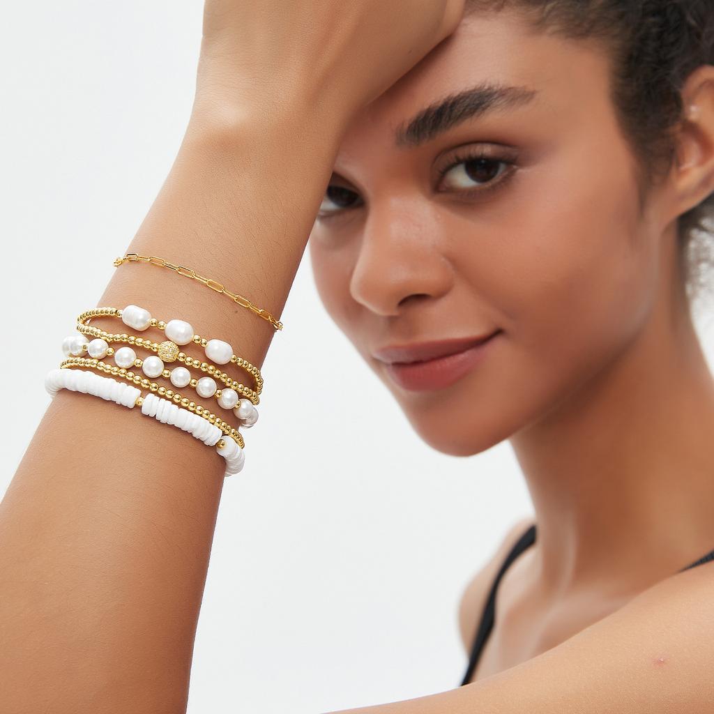 Fashion Bar Soft Clay Bracelet - Elegant Design String Bead Bracelet for Layered Wearing