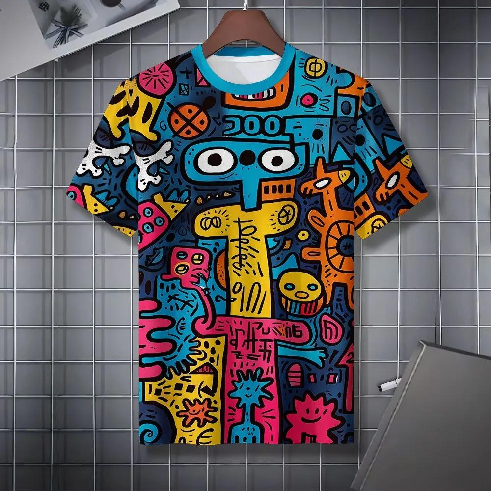 T-shirt Men's Fashion Printed Pattern Crew Neck Versatile Short Sleeve Casual Comfort Top