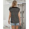 Pulover cu mânecă scurtă în dungi, toamnă/iarnă, pentru femei
