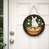 Round Happy Easter Door Sign Wooden Hanging Wood Sign Craft Ornament Egg Door Pendants  Wall