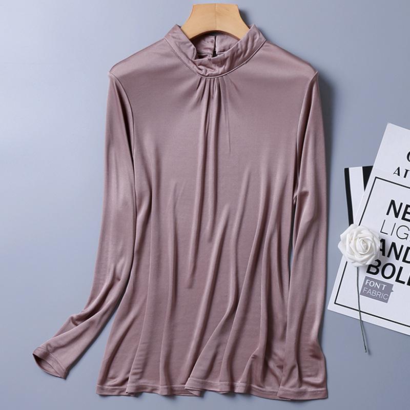 Autumn/Winter Women's High Neck Ruffle Collar Silk Knit Top