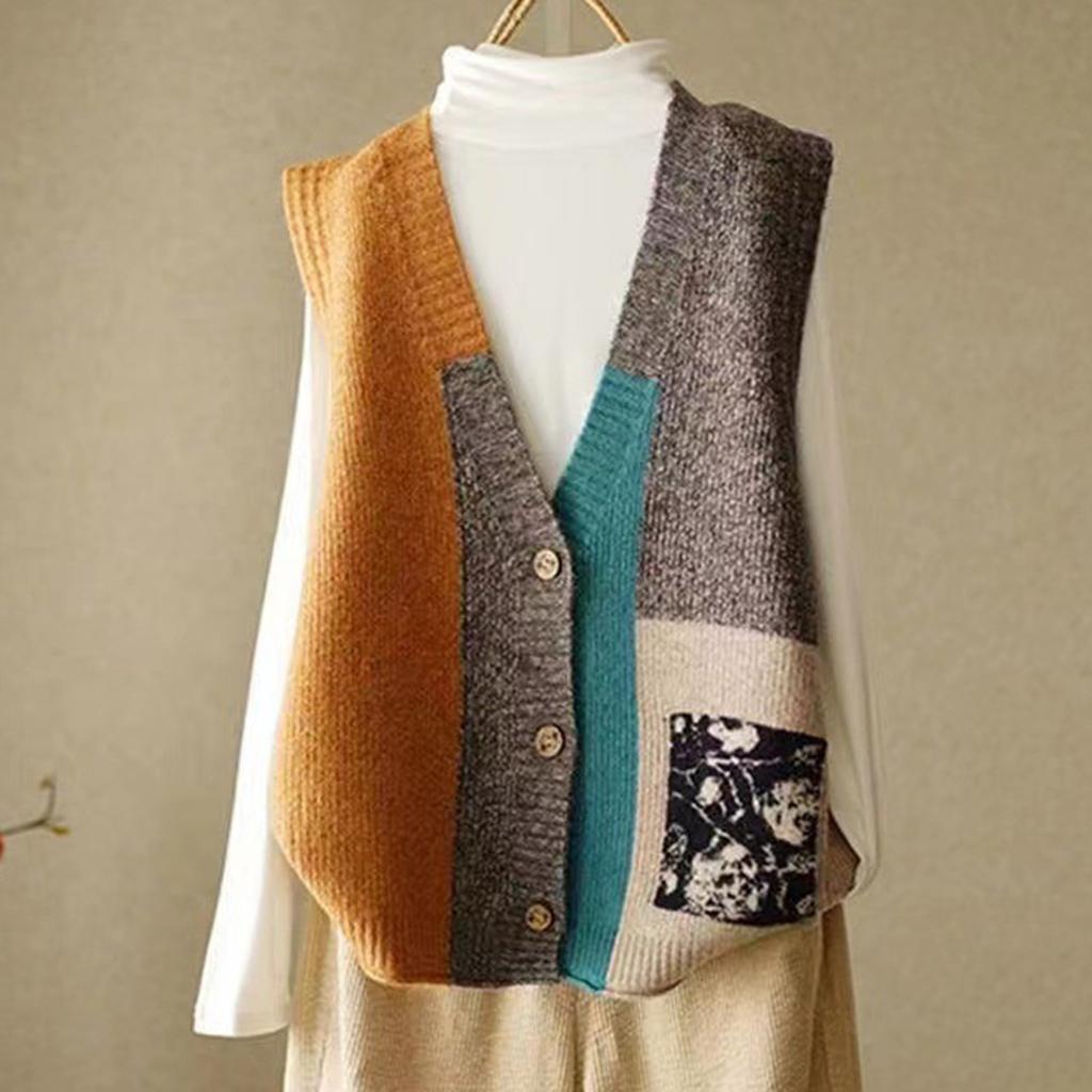 Women's Sweater, Vest, Knitted Vest, Loose Shoulder, Vest