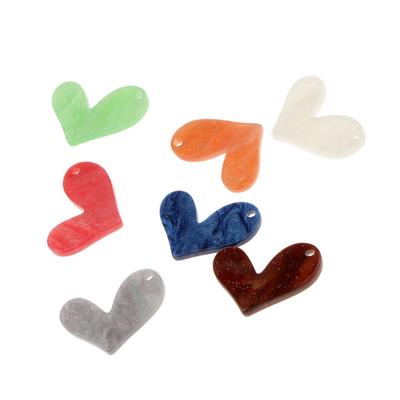 Confezione da 7 Pezzi Forma di Cuore Inclinato Acetato Acrilico Fai da Te Perline per Orecchini Artigianato
