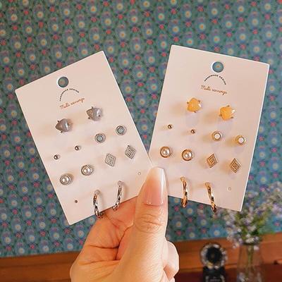 Women's Basic Pearl Round Ball Ring 6-Piece Earrings