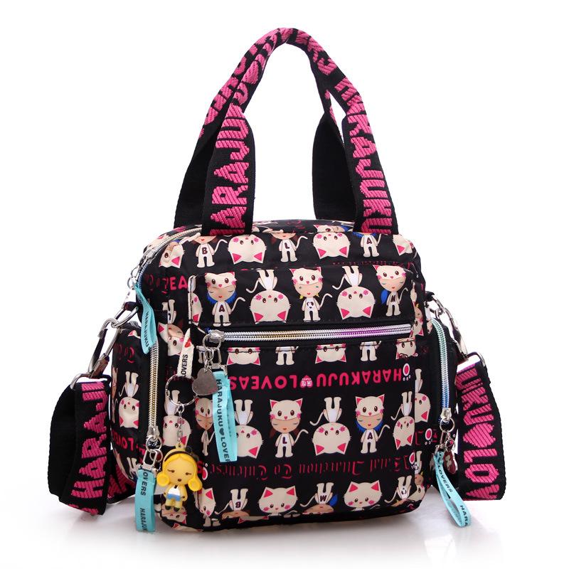Oxford Cloth Printed Portable Women's Bag Korean Version Waterproof Nylon Cloth Cartoon Shoulder Bag Bag