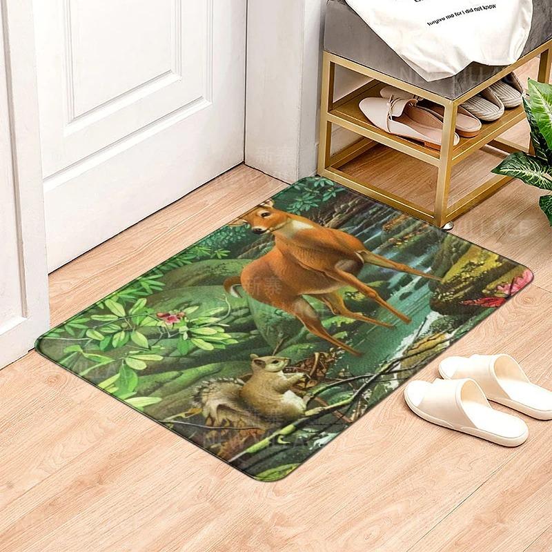 Animal Deer Pattern Door Mats Printed Carpets for Bedroom Bathroom Floor Mat House Entrance Anti-slip Carpets Home Decoration