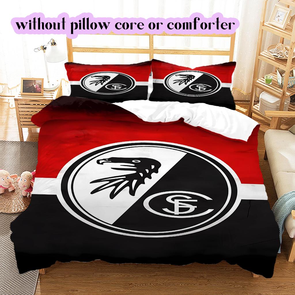SC Freiburg Pattern Bedding Quilt Set Quilt Cover Pillowcase Home Decoration Birthday Gift (1 * duvet cover + 2 * pillowcase, without core)