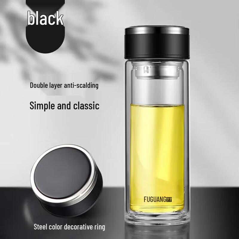 FUGUANG Double-Wall Glass Water Bottle